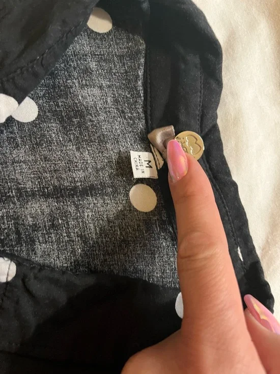 Poof! Black Short-Sleeve Button-Up Shirt with White Polka Dots - Picture 4 of 6